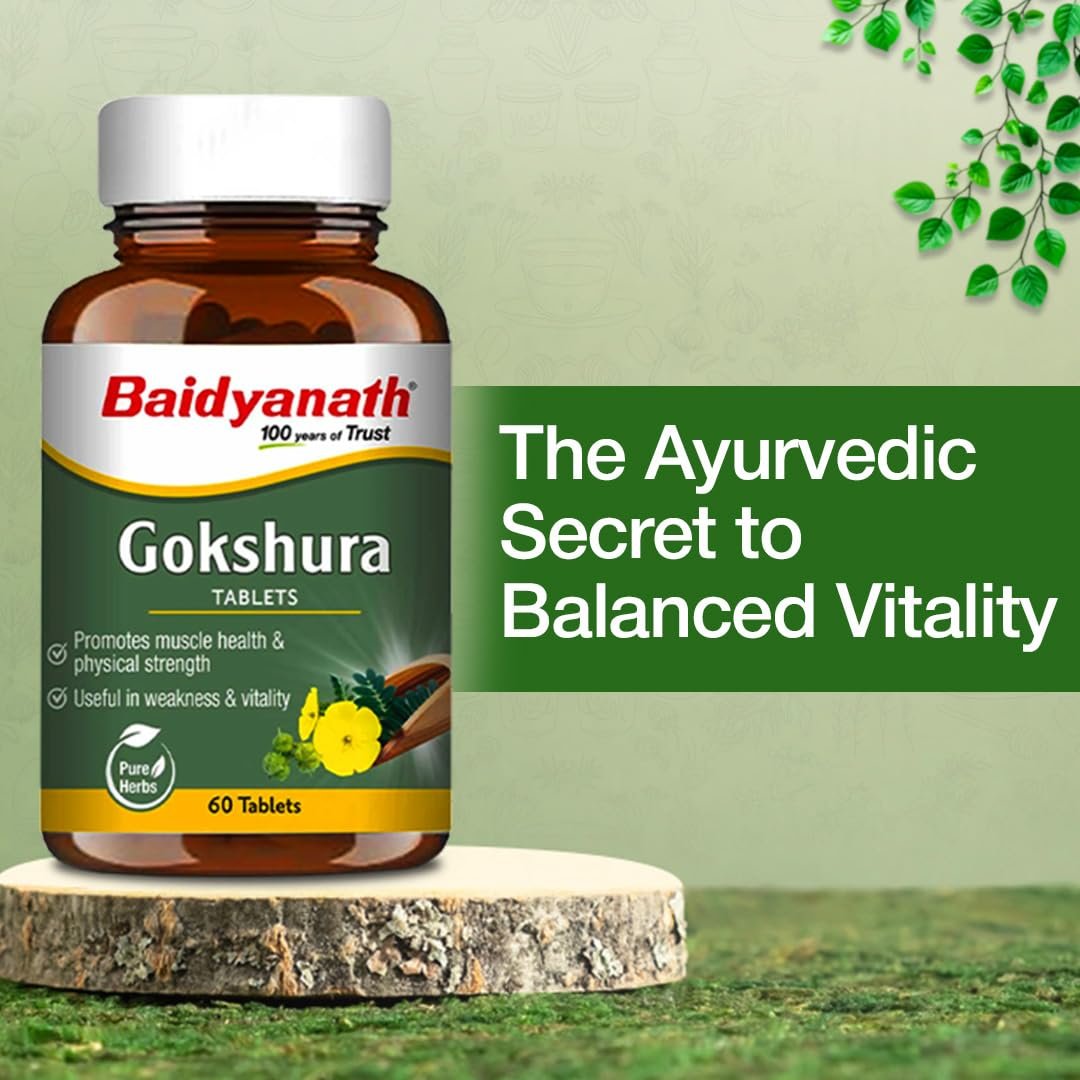 Baidyanath Ayurved Gokshura - 60 Tablets | Supports Strength & Vitality thumbnail