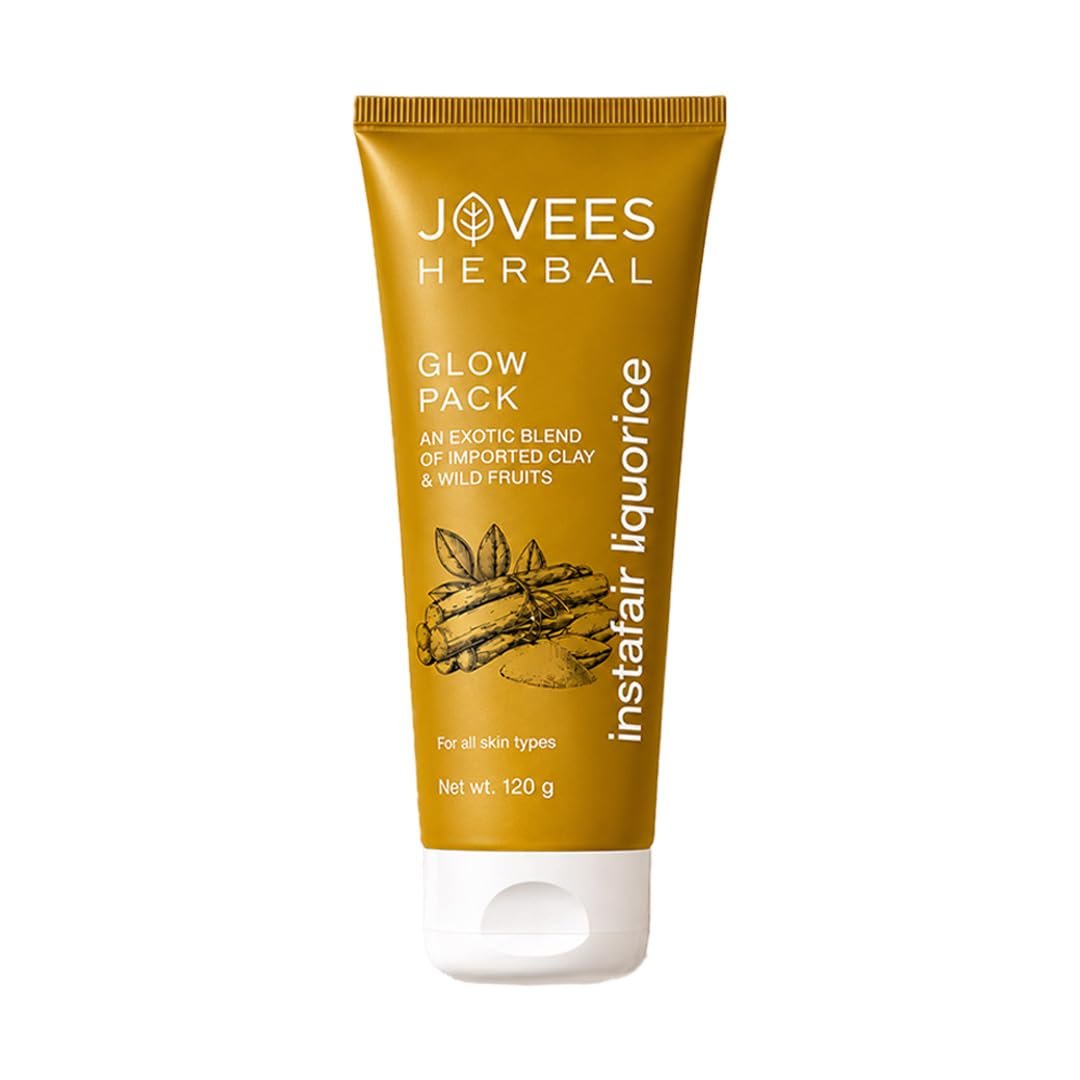 Jovees Herbal Glow Face Pack for Tan Removal & Brightening | Clay Face Mask to Clean Pores, Remove Blackheads & Dark Spots | Hydrating Face Pack for All Skin Types - 120g thumbnail
