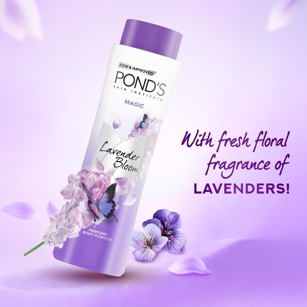 POND'S Magic Floral Perfumed Powder With Glow-boosting Vitamin B3 For Women| Crafted With Superfine Minerals For Smooth Texture| Refreshing Long-Lasting Fragrance of Lavendars| 300g thumbnail