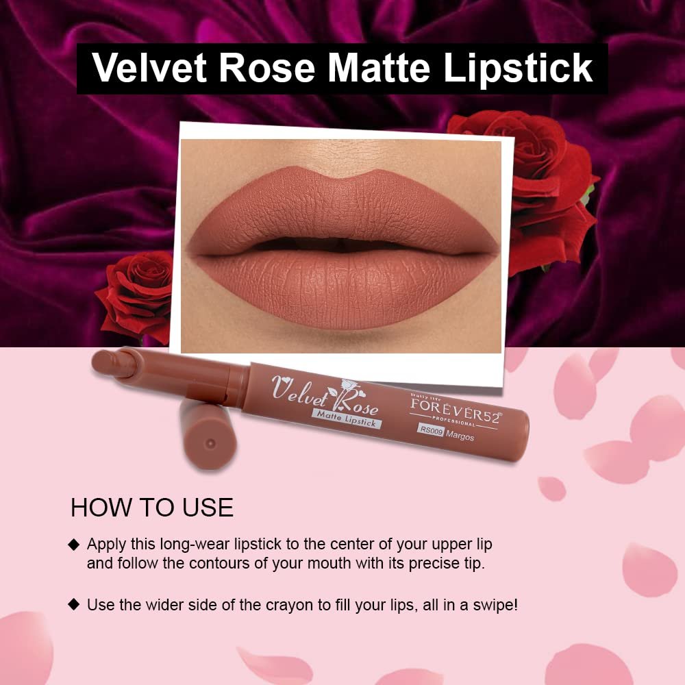 Daily Life Forever52 Velvet Rose Matte Long-Lasting Crayon Lipstick (Enriched With Rose Oil) - Hydrating Bold Lip Color With Silky Finish Look -Margos | Pinks thumbnail