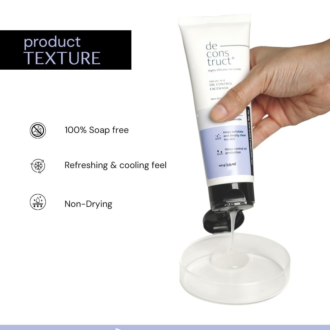 Deconstruct 2% Salicylic Acid Oil Control Face Wash with Niacinamide| For Oily, Combination, Normal Skin | Facewash for Men & Women | 100g thumbnail