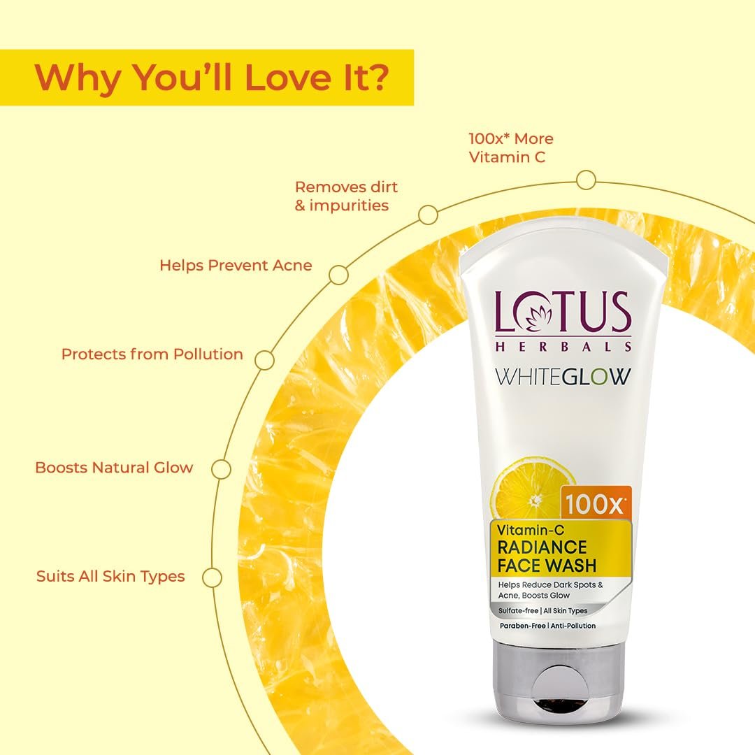 Lotus Herbals WhiteGlow Vitamin C Radiance Face Wash 100g thumbnail