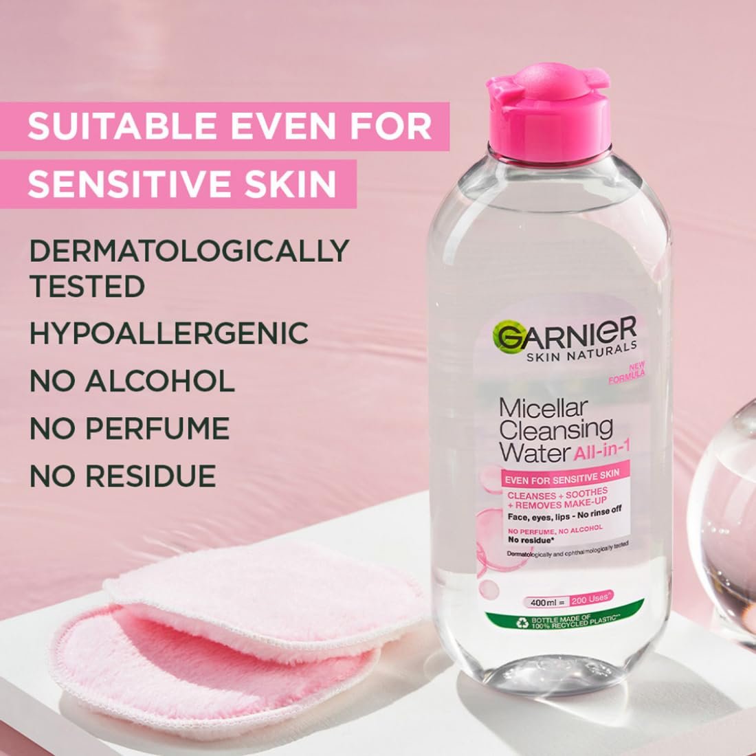 Garnier Micellar Cleaning Water, Hydrating & Soothing, 400ml Gently hydrates your skin and removes makeup as well as dirt |. thumbnail