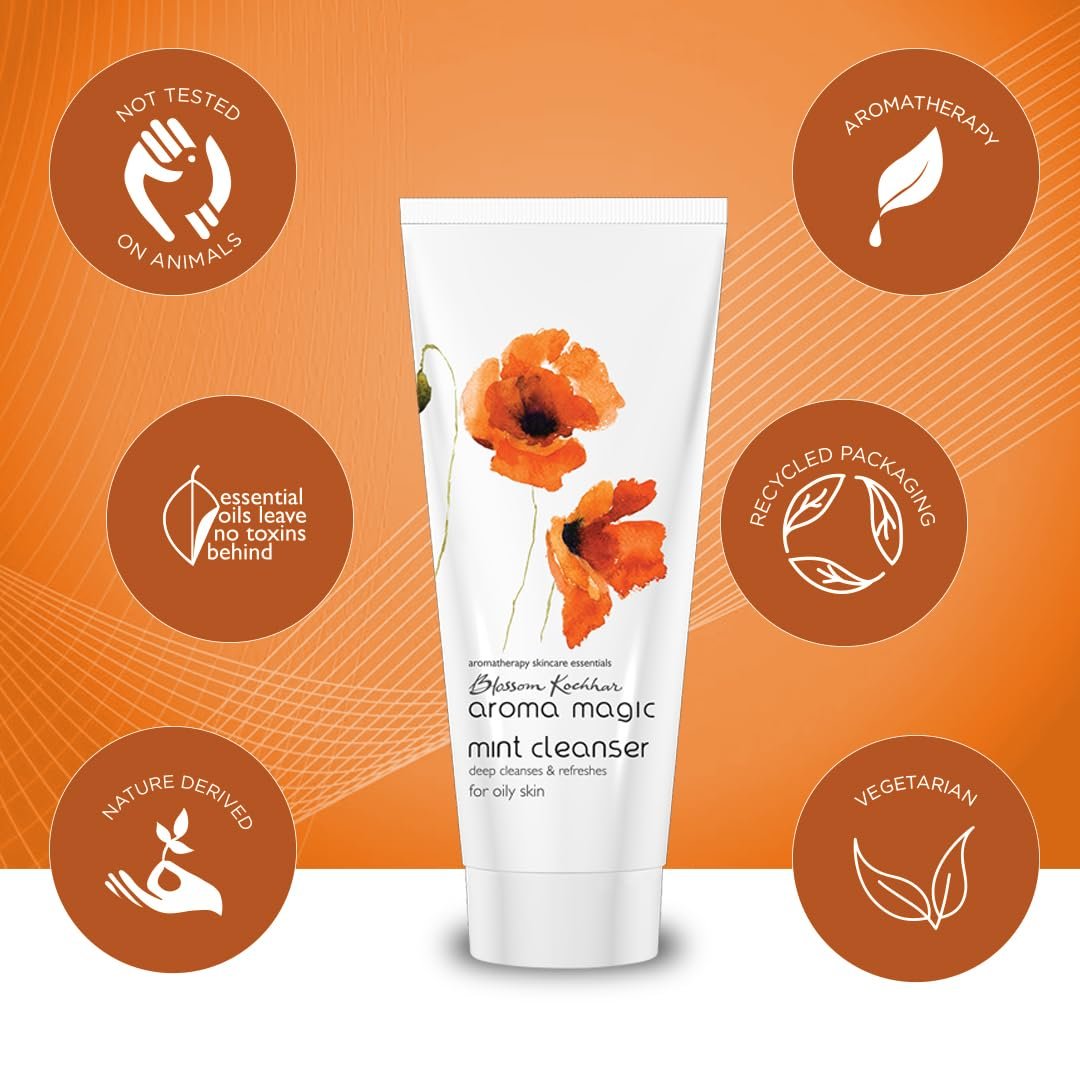 Aroma Magic Mint Cleanser to Refreshes, Heals acne, & Hydrates with Peppermint, Chinaberry seed, jojoba seed, spearmint & clove extracts | For Oily & Acne Prone Skin - 100 gm thumbnail