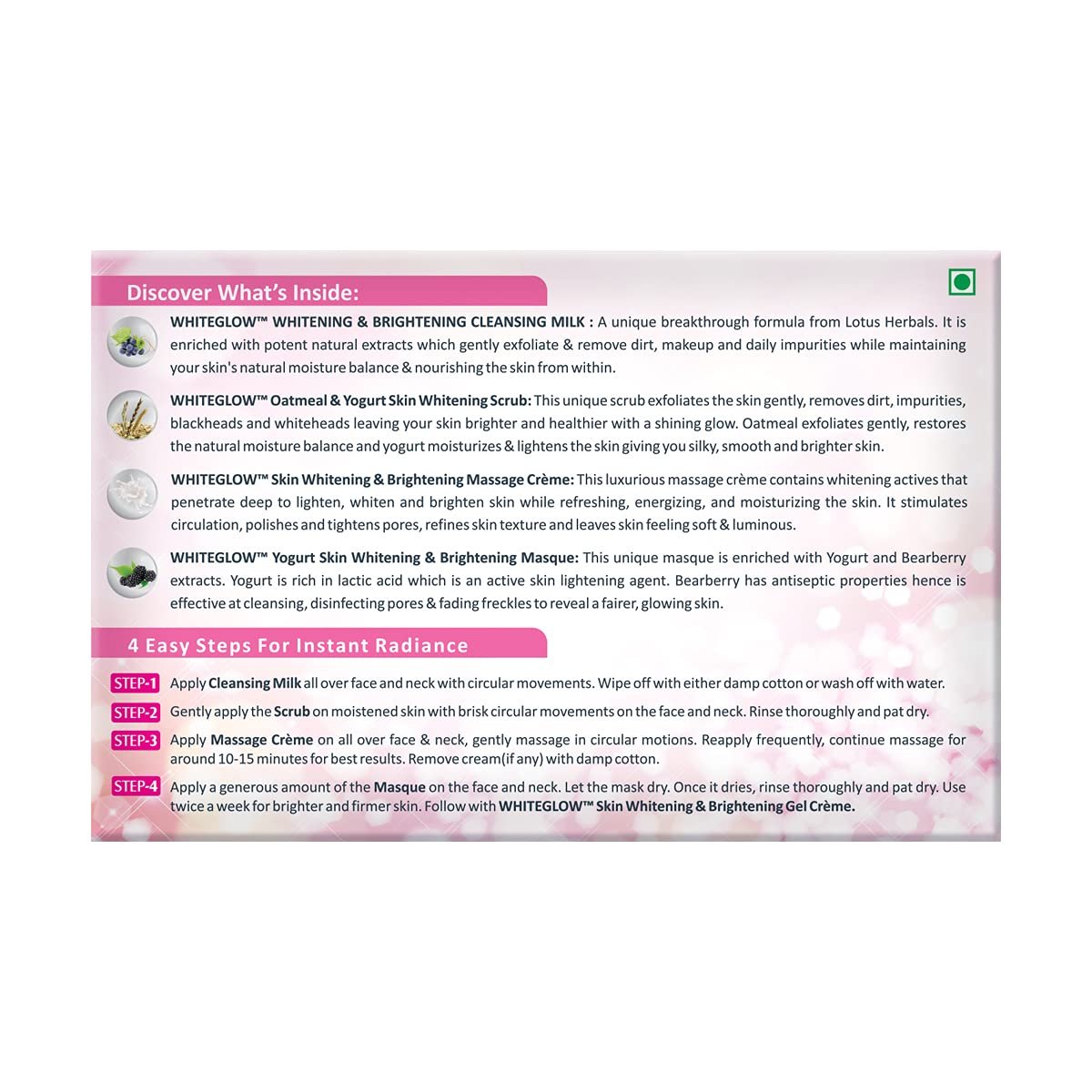 Lotus Herbals WhiteGlow Insta Glow 4-in-1 Facial Kit 160g thumbnail