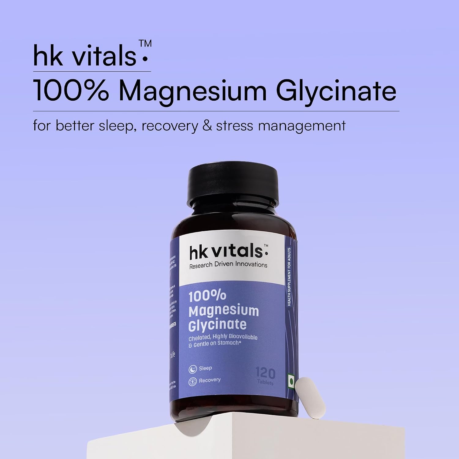 hk vitals 100% Magnesium Glycinate 1880mg, 120 Tablets Supports Better Sleep Quality & Muscle Recovery | Trustified Certified thumbnail