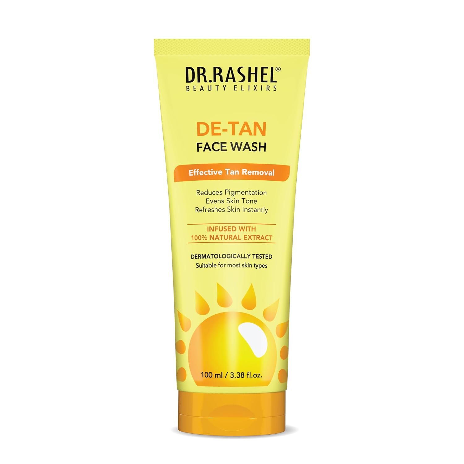 DR.RASHEL De-Tan Face Wash With Natural Extracts & Fruits Infused Facewash Deep Cleansing And Skin Brightening For Oily & Dry Skin - 100 ML