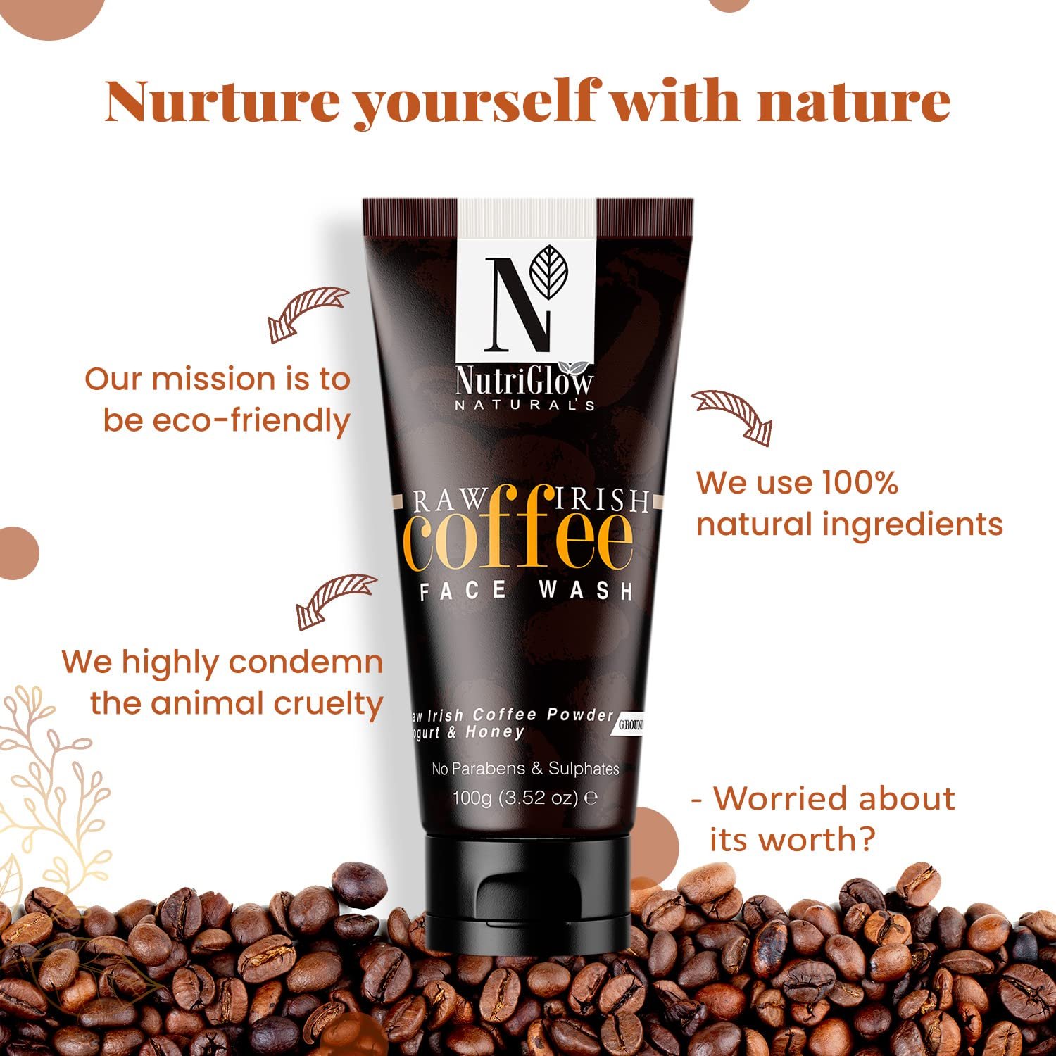 NutriGlow NATURAL'S Coffee Face Cleanser with Yogurt & Honey, 100 g thumbnail