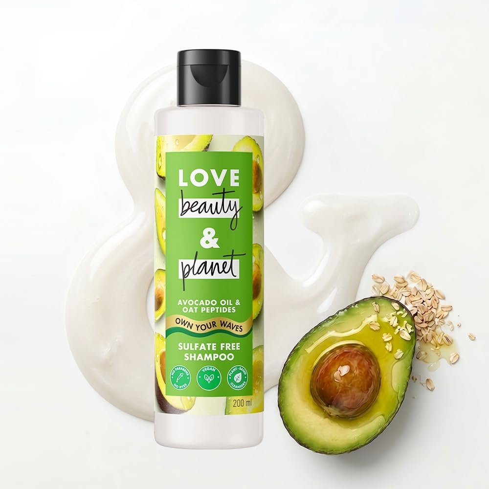 Love Beauty & Planet, Avocado Oil & Peptide Waves, Shampoo, for Wavy Hair (2A-2C), with Avocado Oil, Provides Frizz Control, Free from Sulfates thumbnail