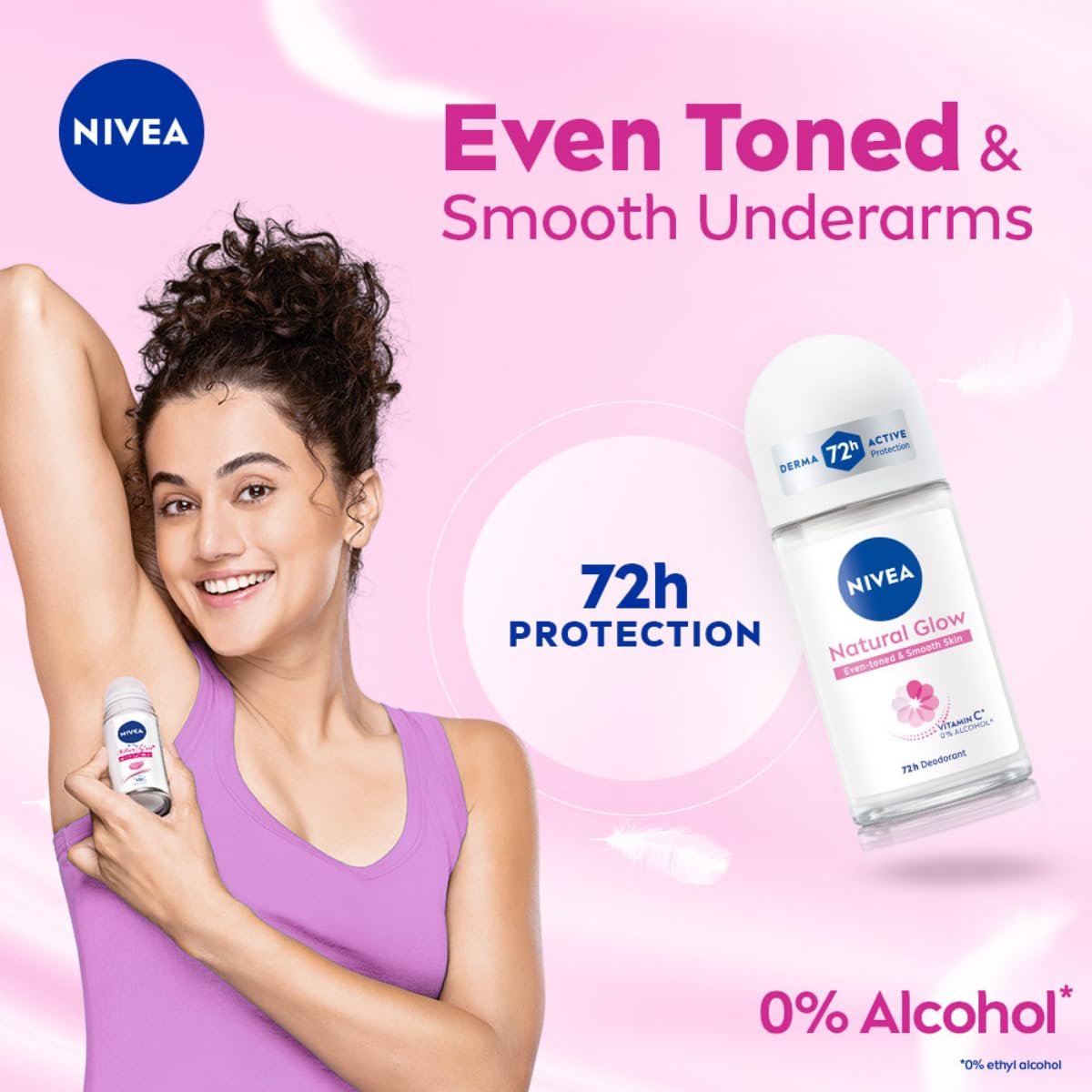 NIVEA Natural Glow Smooth Skin Deodorant Underarm Roll On For Women thumbnail