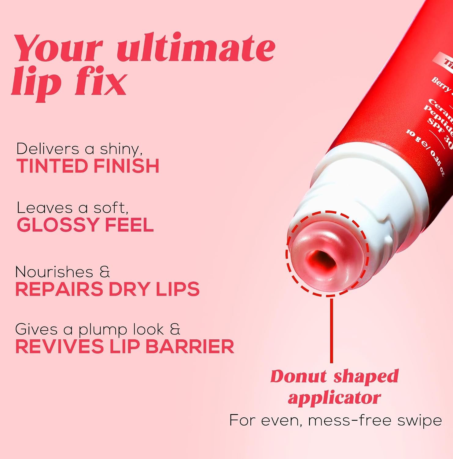 RENEE Juicy Fix Tinted Lip Balm- Berry Splash | Shiny, Glossy Finish | Protects Lips With SPF 30 | Repairs & Nourishes Dry, Flaky Lips | With Peptides, Ceramides & Hyaluronic Acid | 10 g thumbnail