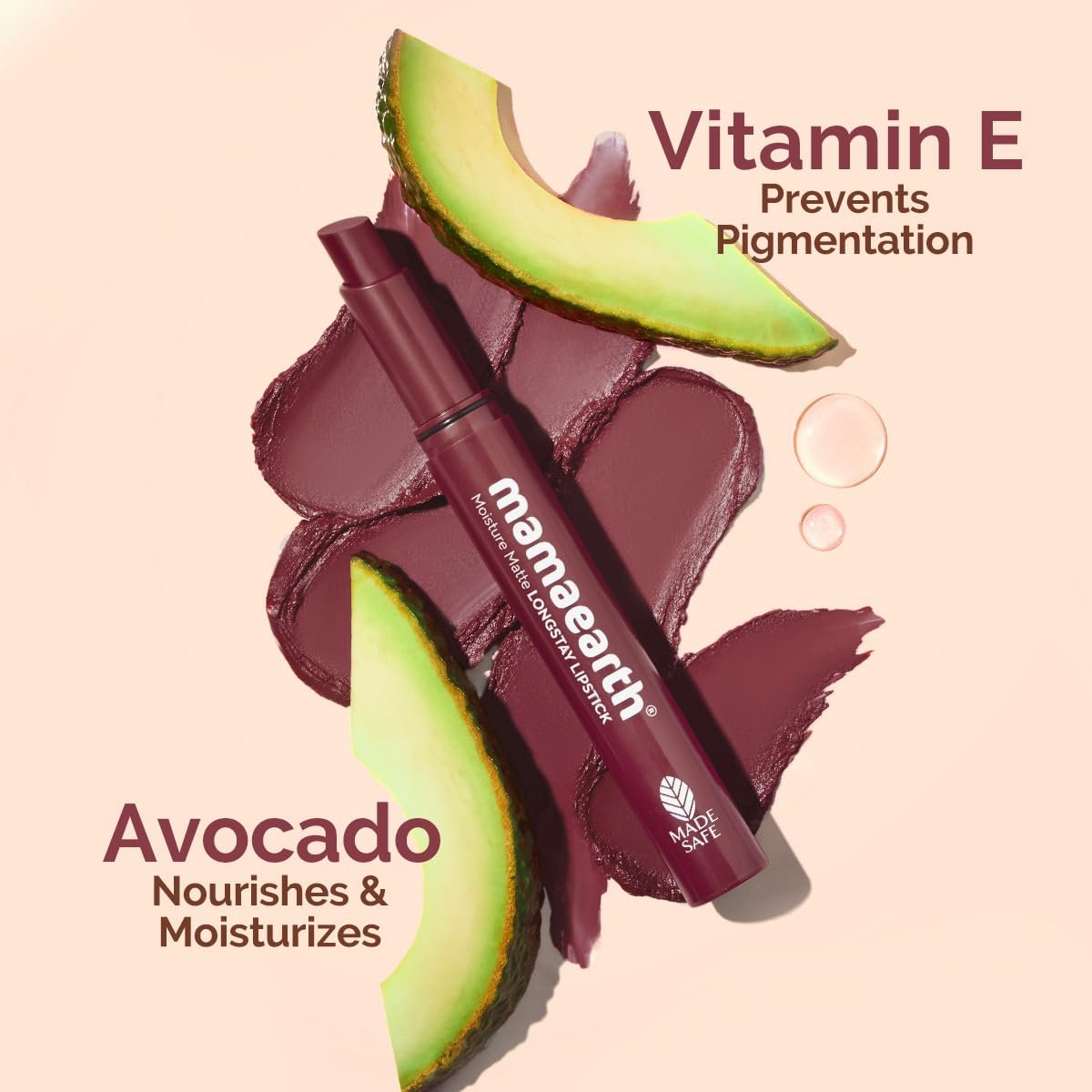 Mamaearth Moisture Matte Longstay Lipstick with Avocado Oil & Vitamin E for 12 Hour Long Stay-21 Amber Rose - 2 g thumbnail