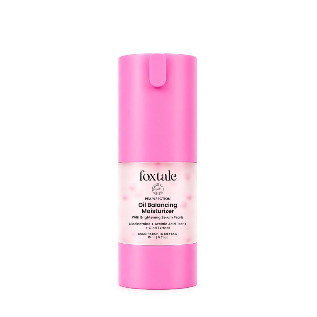 Foxtale Oil-Balancing Gel Face Moisturizer with Niacinamide & Cica | 8hr Oil-Free Glow | Lightweight & Non-Greasy | Reduces Acne & Calms Skin | For Oily & Acne-Prone Skin, 15ml |