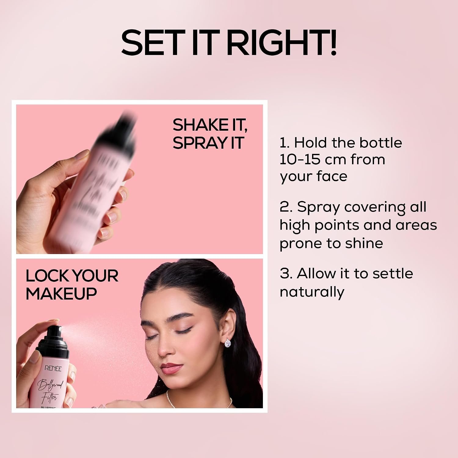 RENEE Bollywood Filter Blurring Setting Spray for Face Makeup, Matte Finish & Pore Blur Effect with Niacinamide & Hyaluronic Acid, Long Lasting Makeup Fixer & Shine Control, Fine Mist 100ml thumbnail