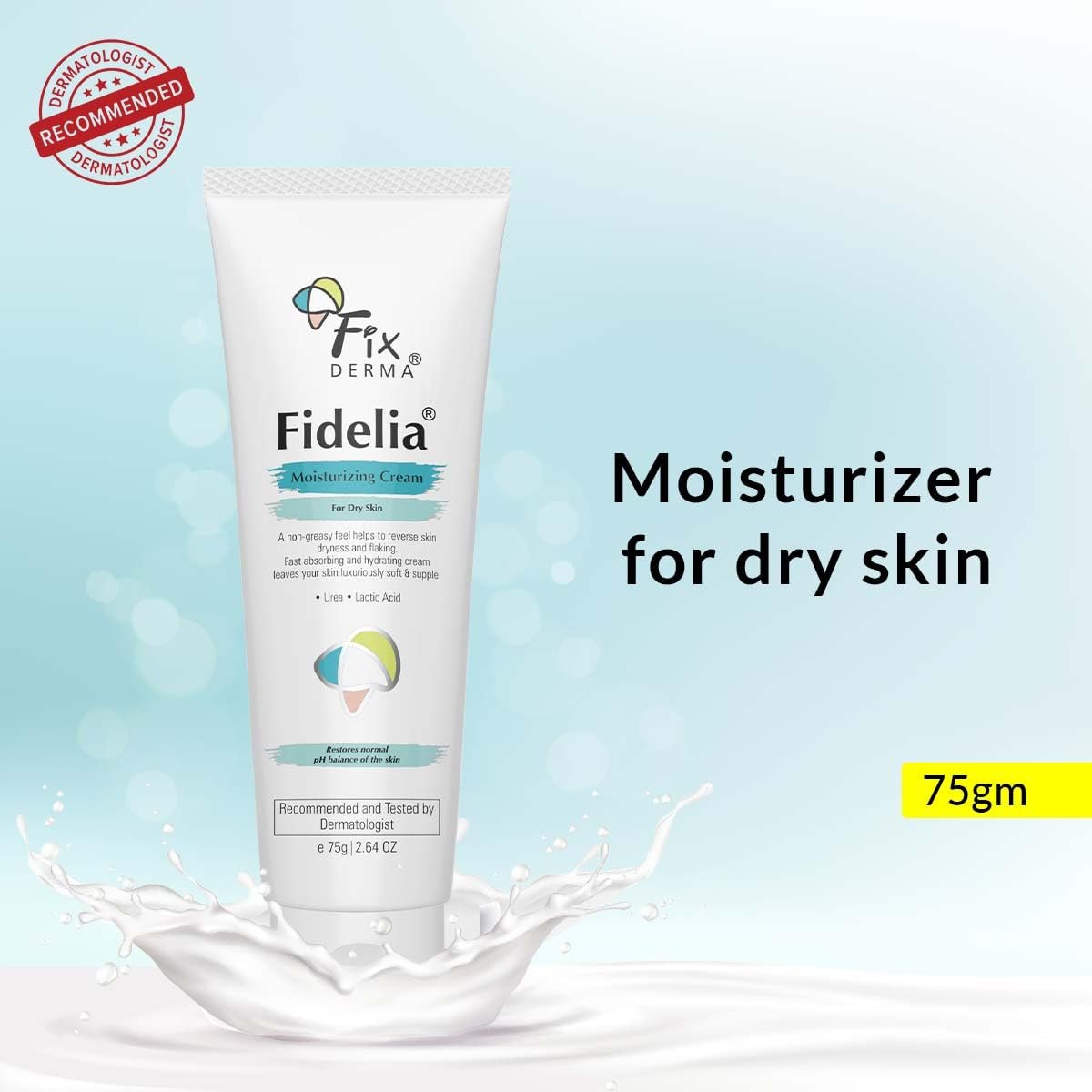 Fixderma Fidelia Moisturizing cream | Daily Moisturizer for Dry & chapped skin | Provides Hydration and Moisturization, Non-Comedogenic & Non-Greasy formulation - 75 gm thumbnail