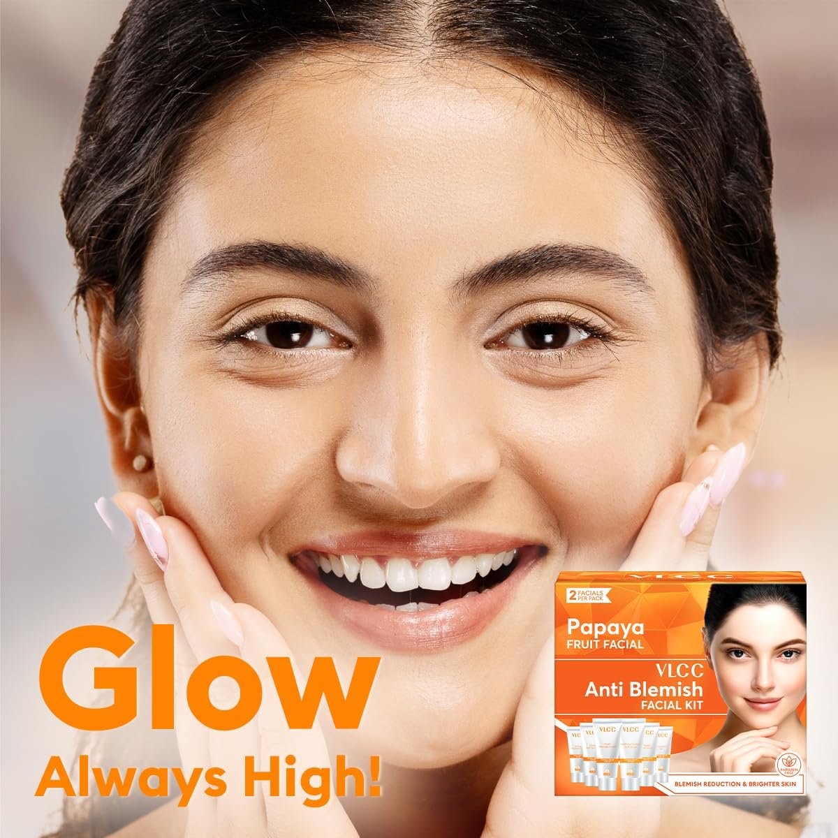 VLCC Papaya Fruit Facial Kit - 60g | Glowing, Blemish Free Skin | With Papaya, Cucumber, Peach, and Orange Peel Extracts | Glowing at Home Facial Kit. thumbnail