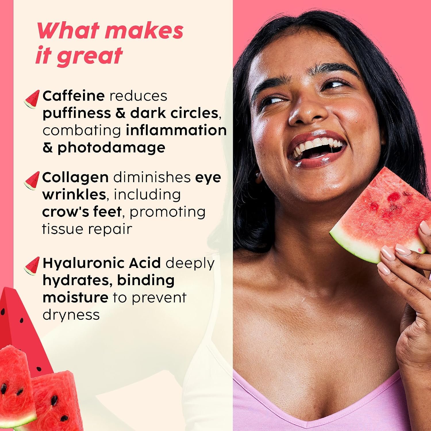 PLIX - THE PLANT FIX Watermelon Hydrogel Under Eye Patches for Dark Circles & Puffiness Reduction | Caffeine & Hyaluronic Acid | Eye Patches | Instantly Hydrates, Cools & De-Puffs | 14 Patch thumbnail