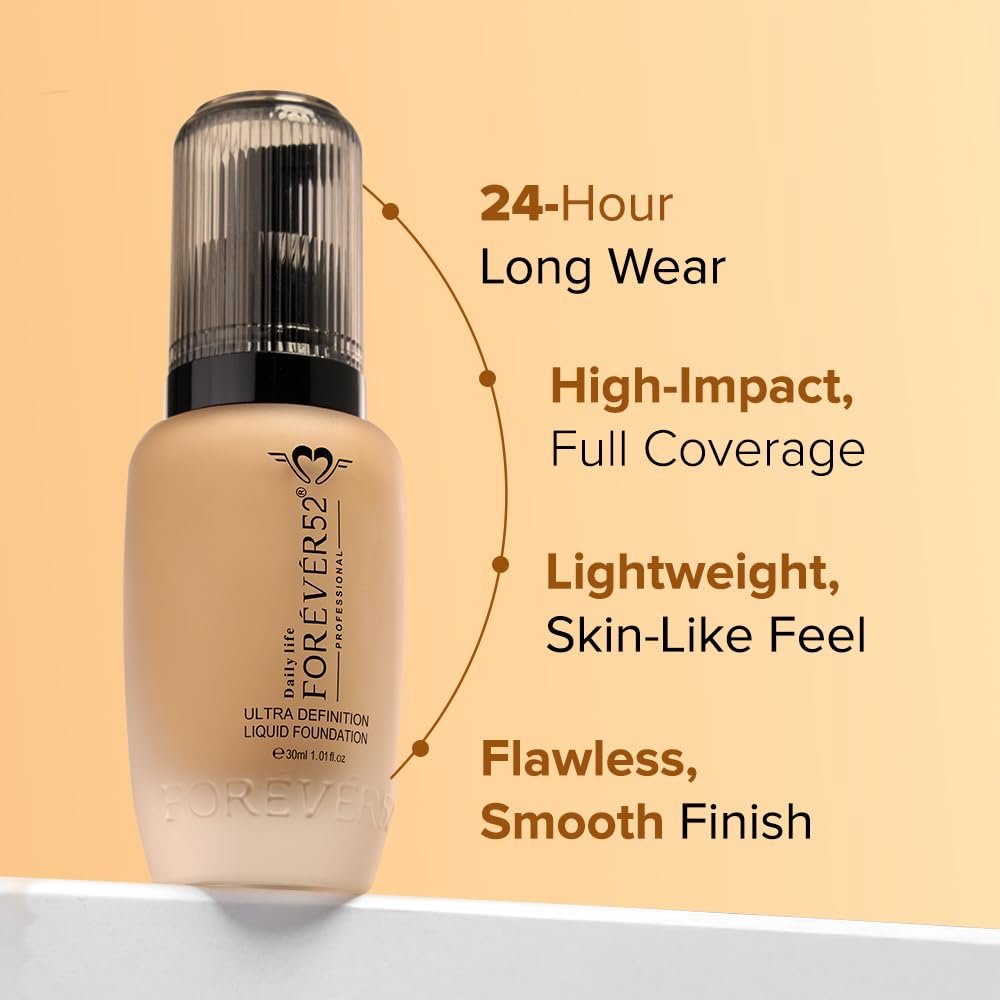 Daily Life Forever52 Ultra Definition Liquid Foundation | 24H Wear, Medium to Full Coverage, Pore-Minimizing & Mattifying, Long Lasting, Anti-Aging, Satin Finish | Custard (FLF012) 30ml thumbnail