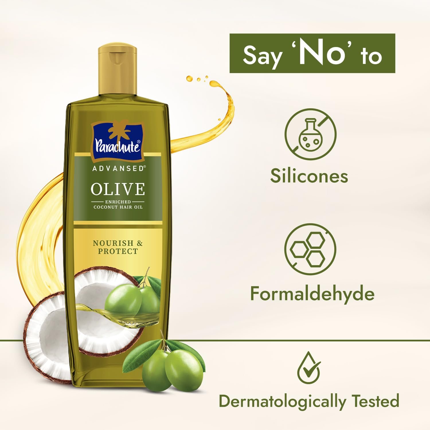 Parachute Advansed Olive Enriched Coconut Hair Oil for Stronger Nourished Hair | 300ml thumbnail