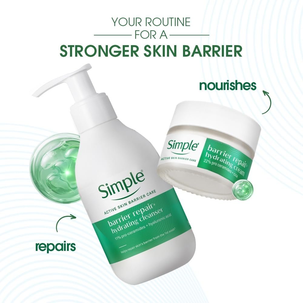 Simple Barrier Repair+, Hydrating Cleanser, Face Wash, 150ml, for Dry and Sensitive Skin, with 11% Ceramide Boosters, Soap-Free, for Women thumbnail