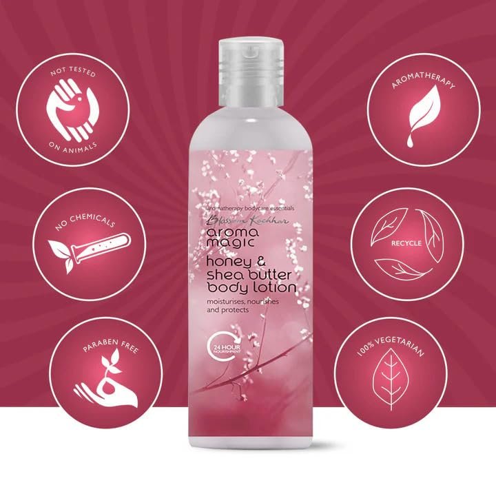 Aroma Magic Honey & Shea Butter Body Lotion| Lock 24H Moisture| soothes & protects sunburn| SPF 25| with beta-carotene, citric acid & soybean extract| Non-greasy| 220 ml thumbnail