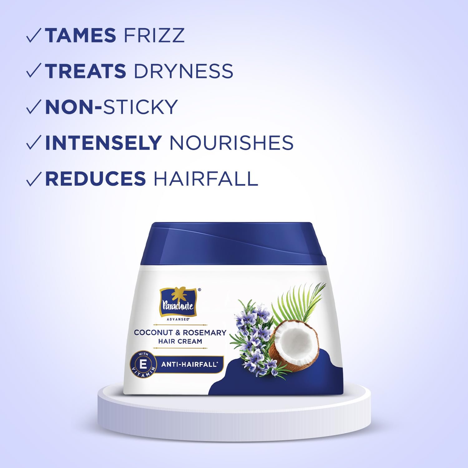Parachute Advanced Coconut & Rosemary Hair Cream 210ml | Anti – HairFall | 10X Breakage Reduction | 2X Smoother, Softer | For Men & Women thumbnail