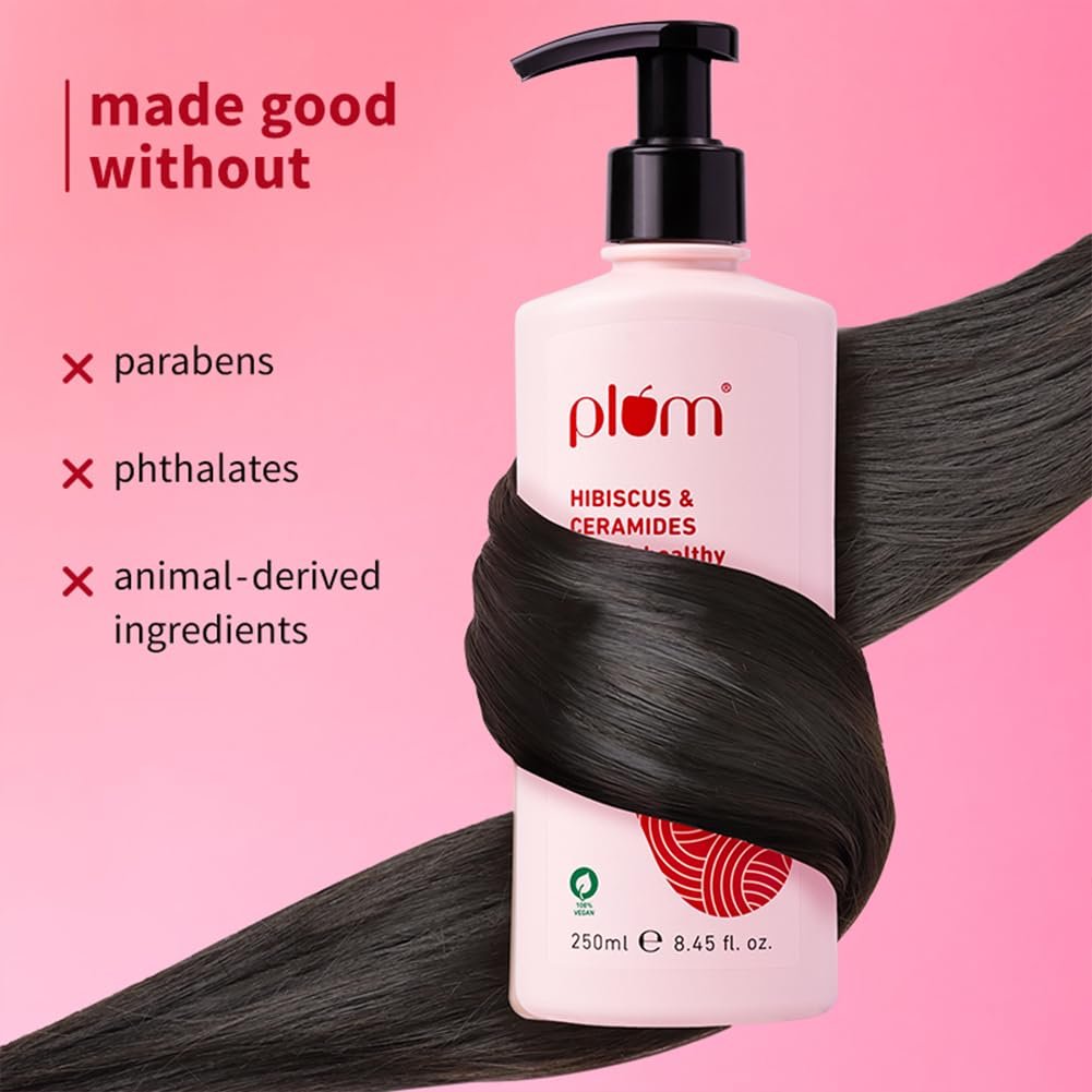 Plum Hibiscus & Ceramides Long & Healthy Shampoo | Hydrates Dry and Damaged Hair, Prevents Split Ends, Repairs Damage 250ml thumbnail