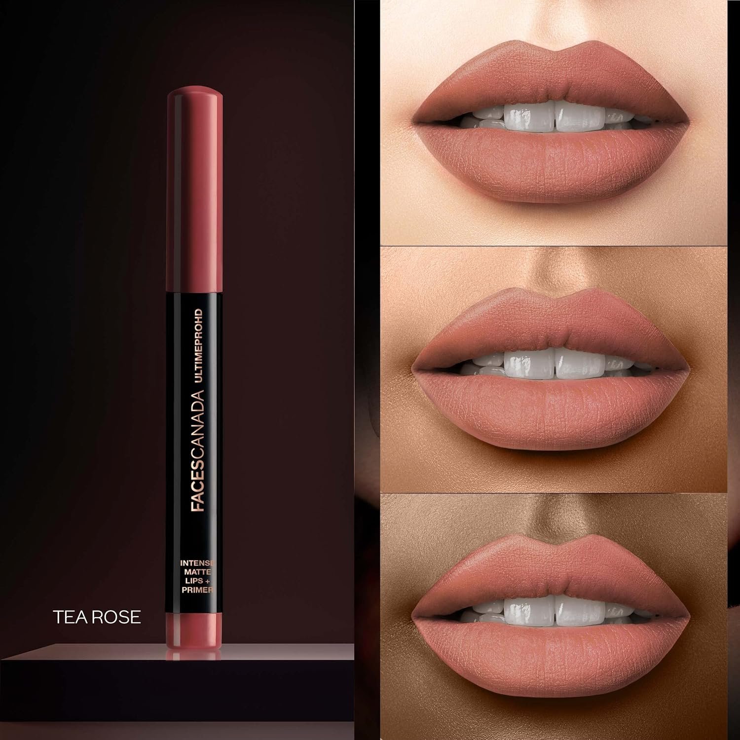 FACES CANADA Ultime Pro HD Intense Matte Lipstick + Primer - Tea Rose (Nude), 1.4g | 9HR Long Stay | Flawless HD Matte Finish | Intense Color | Lightweight | Smooth Glide | Primer Infused thumbnail