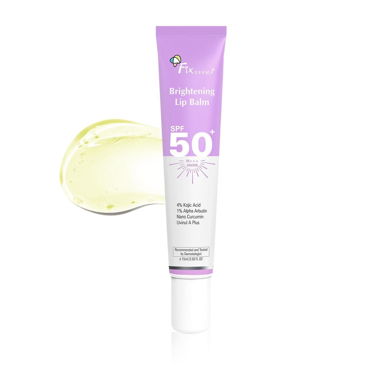 Fixderma Brightening Lip Balm With SPF 50 PA+++ for Pigmented & Dry Lips | 4% Kojic Acid, 1% Alpha Arbutin | Moisturizes, Hydrates & Brightens Pigmented Lips | For Men & Women - 15ml thumbnail