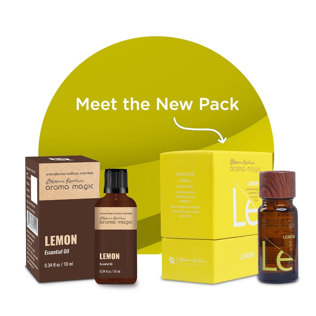 Aroma Magic Lemon Essential Oil – Pure Liquid Sunshine for Freshness, Skin Detox, Insect Bites & Hair Care – Natural Freshener – 10ml thumbnail