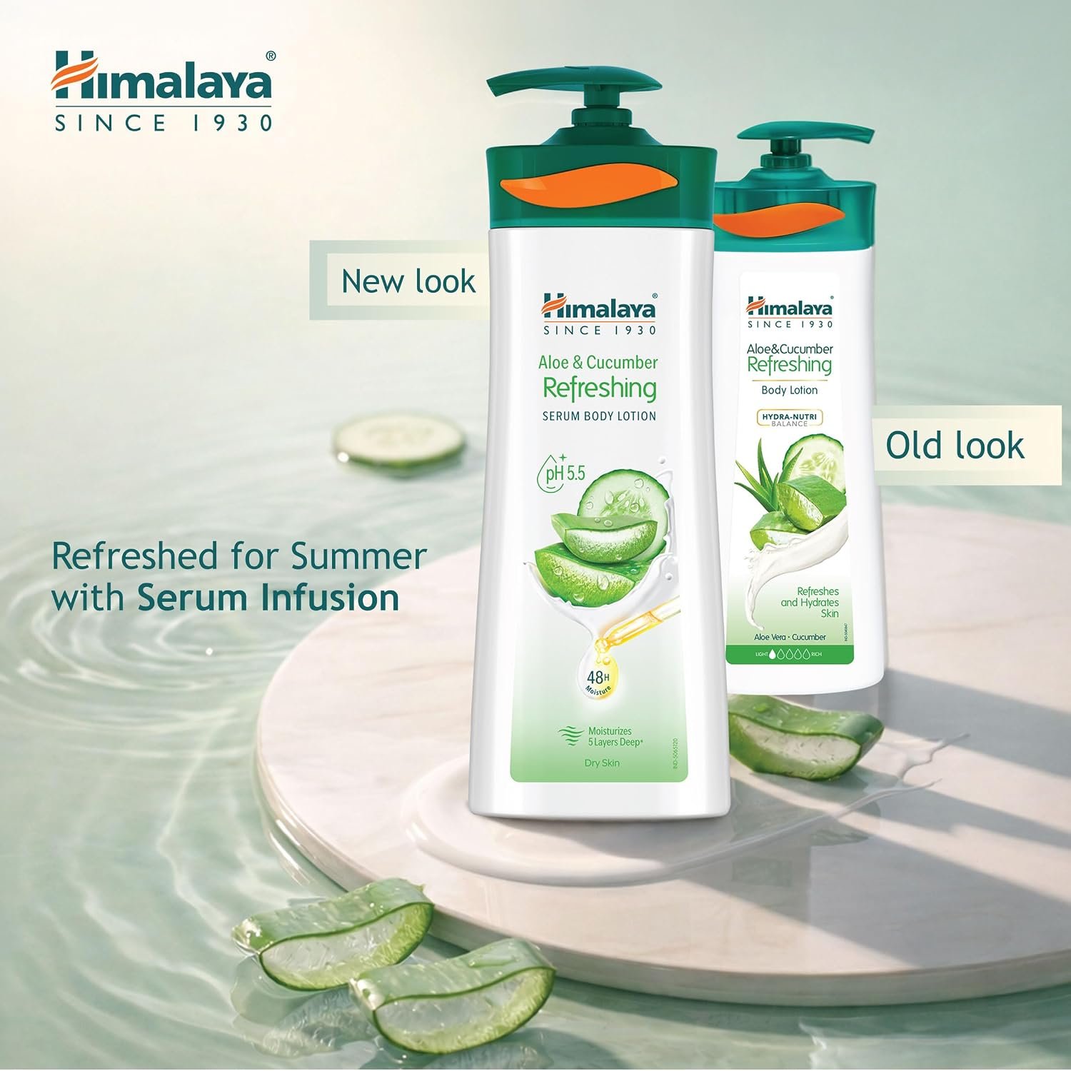 Himalaya Aloe & Cucumber Refreshing Serum Body Lotion| 400ml| Aloe Vera | Cucumber Extracts| Refreshes & Cools Skin | 48 H Moisturization | pH 5.5 | Moisturizes 5 Layers Deep thumbnail
