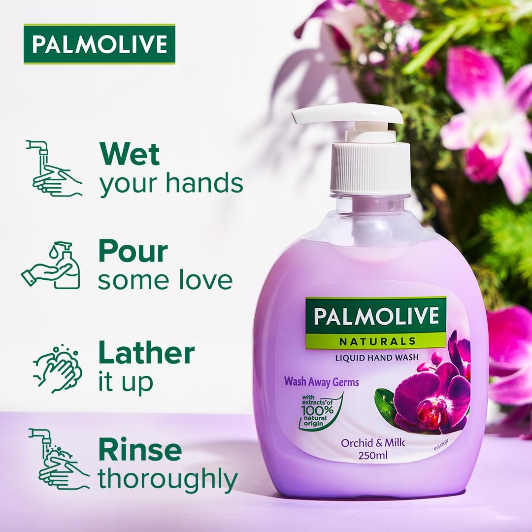 Palmolive Naturals Black Orchid & Milk Liquid Hand Wash, 250ml Dispenser Bottle, Wash Away Germs, Refreshing Fragrance, Multicolor, thumbnail