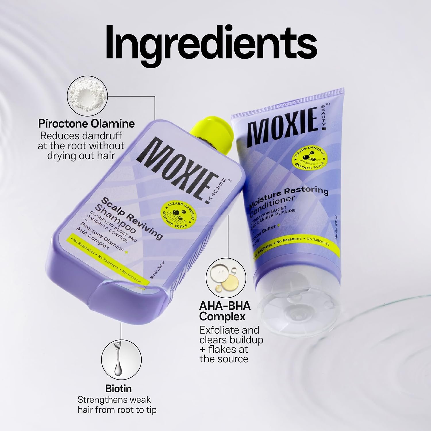 Moxie Beauty Scalp SOS Wash Duo Dandruff Scalp Care 200ml + 175ml Piroctone Olamine, AHA Complex, Cocoa Butter & Biotin | Dandruff care, scalp cleansing & deep hydration thumbnail