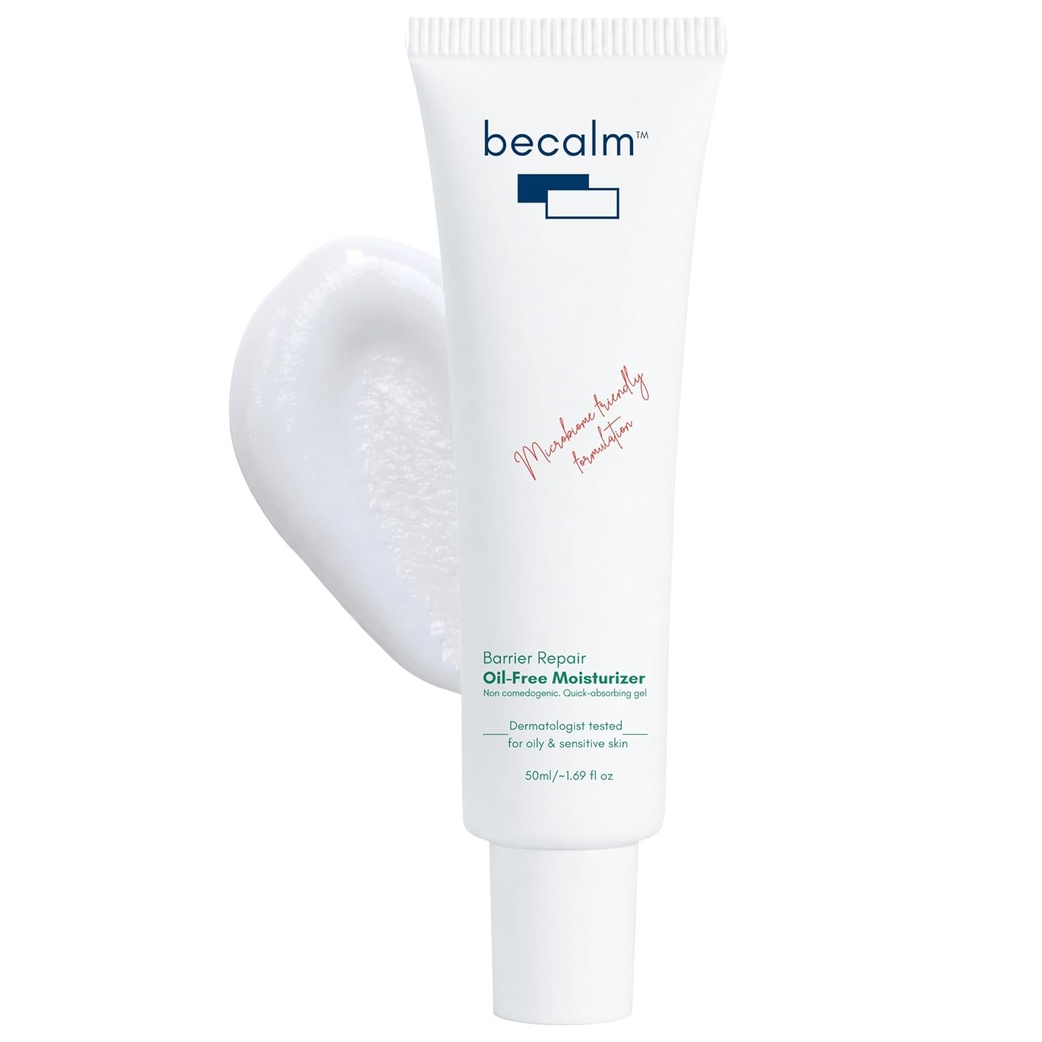 Becalm Barrier Repair Oil Free Moisturizer for Oily Skin & Sensitive Skin | Non-Comedogenic, Fast-Absorbing & Fungal-Acne-Prone Friendly | Ceramides, Prebiotics, Centella and Panthenol |