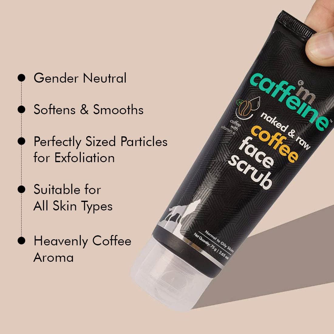 mCaffeine Coffee Tan & Dead Skin Removal Face Scrub (75gm)|Caffeine & Walnut Scrub for Face|Exfoliating & Brightening Scrub| Face Scrub For Women & Men thumbnail