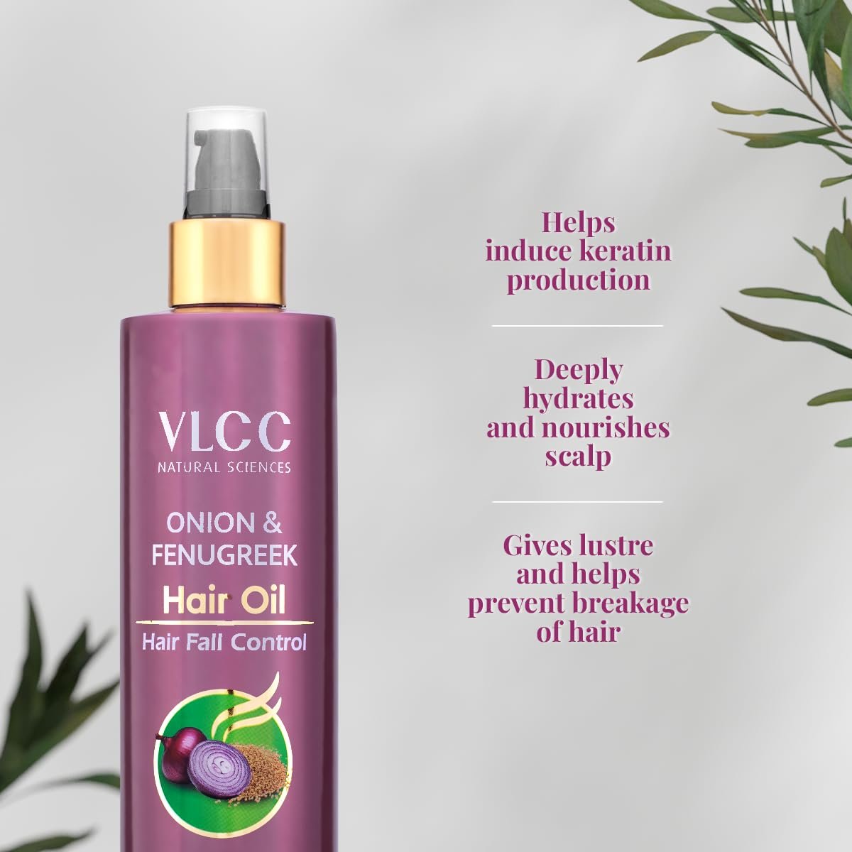 VLCC Onion & Fenugreek Hair Oil - 200ml | Deep Nourishing Hair Oil for Strengthening Hair Follicles. Thicker, Stronger, Frizz-Free Hair | Paraben Free | with Onion, Fenugreek, Almond & Black thumbnail