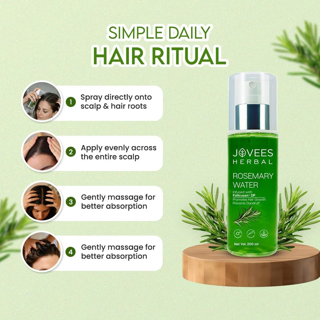Jovees Herbal Rosemary Water Hair Growth Spray with Follicusan DP (200ml) | Mist Spray for Hair Fall, Strengthens Follicles & Boosts Hair Growth | Adds Shine thumbnail