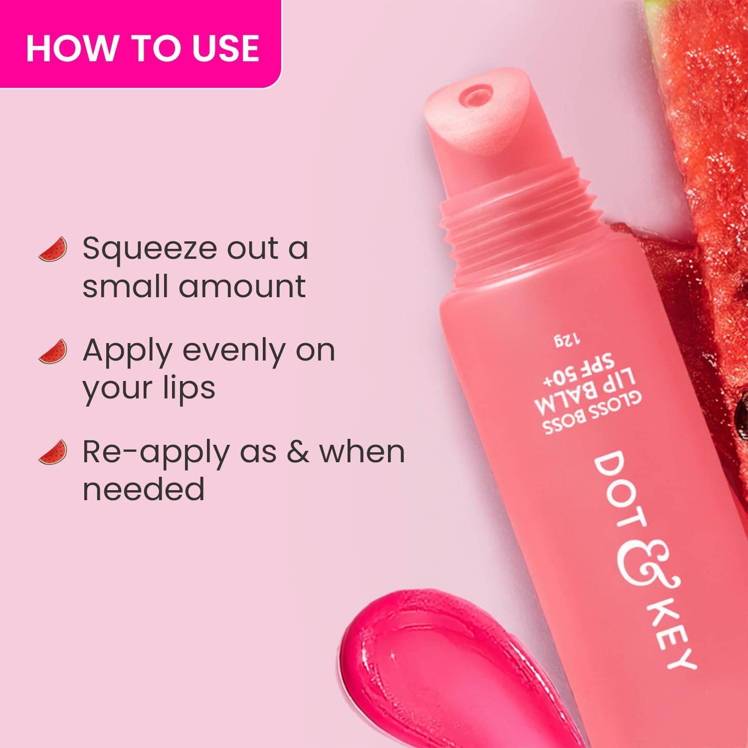 Dot & Key Gloss Boss Brightening Lip Balm Vitamin C + E SPF 50+ Watermelon Cool 12g thumbnail