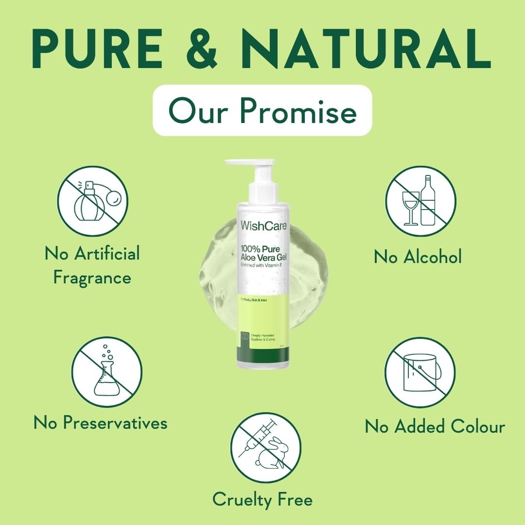 WishCare Pure & Natural Aloe Vera Gel for Skin, Face and Hair | For Hydrating, Moisturizing & Soothing Skin | For Men and Women | 200ml thumbnail