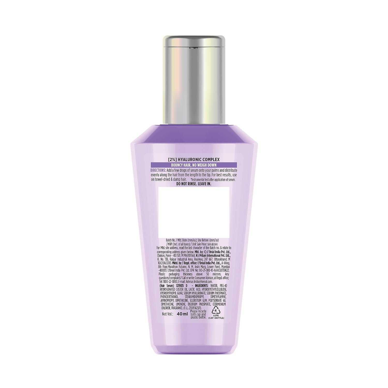 L'Oréal Paris Hyaluron Moisture Hair Serum, 40ml thumbnail