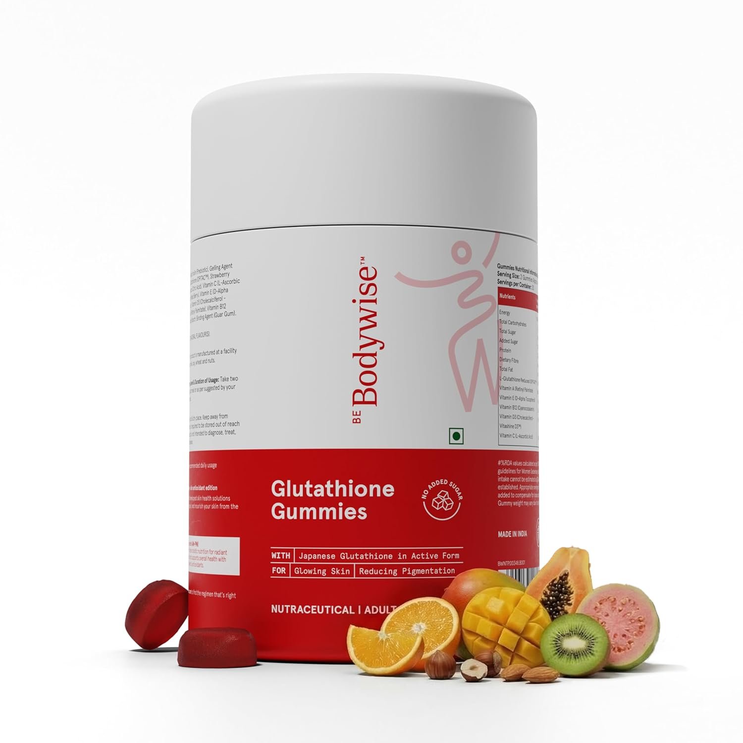Be Bodywise Glutathione Gummies with Vitamin C | 250mg L-Glutathione | Antioxidant Supplement for Skin Radiance & Healthy-Looking Skin | 60 Gummies thumbnail