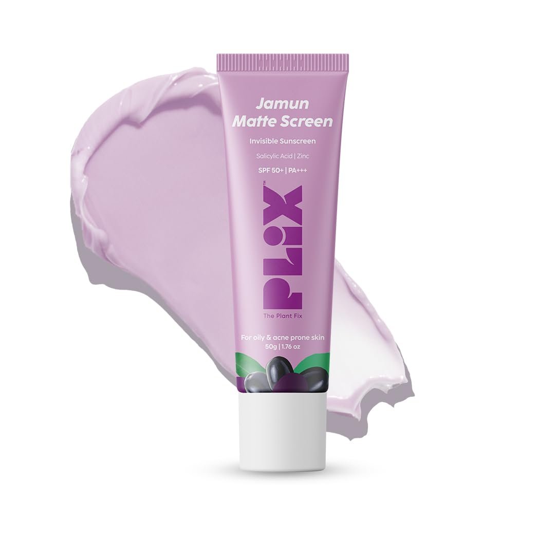 PLIX THE PLANT FIX Jamun Matte Invisible Sunscreen | In Vivo Tested SPF 50+ PA+++ | For Oily, Acne-Prone skin | Lightweight, No White Cast