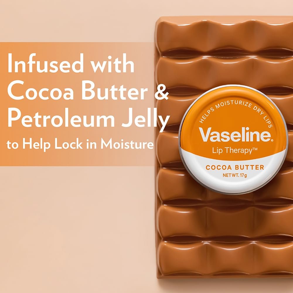 Vaseline Lip Tins Cocoa Butter, 17g | Infused with Cocoa Butter for Hydration & Glossy Shine Softline (Transparent) thumbnail