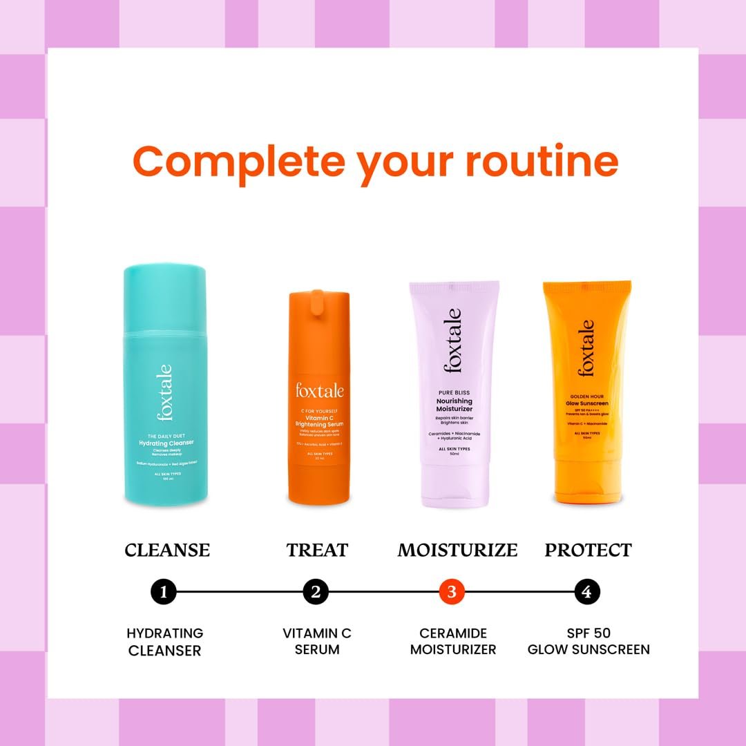 Foxtale Nourishing Ceramide Moisturizer for Dry Skin, 120Hr Hydration,50ml Niacinamide, Kokum Butter, Hyaluronic Acid, Ultra Light, Non Sticky, Nourishes & softens, Without Clogging Pores, U thumbnail