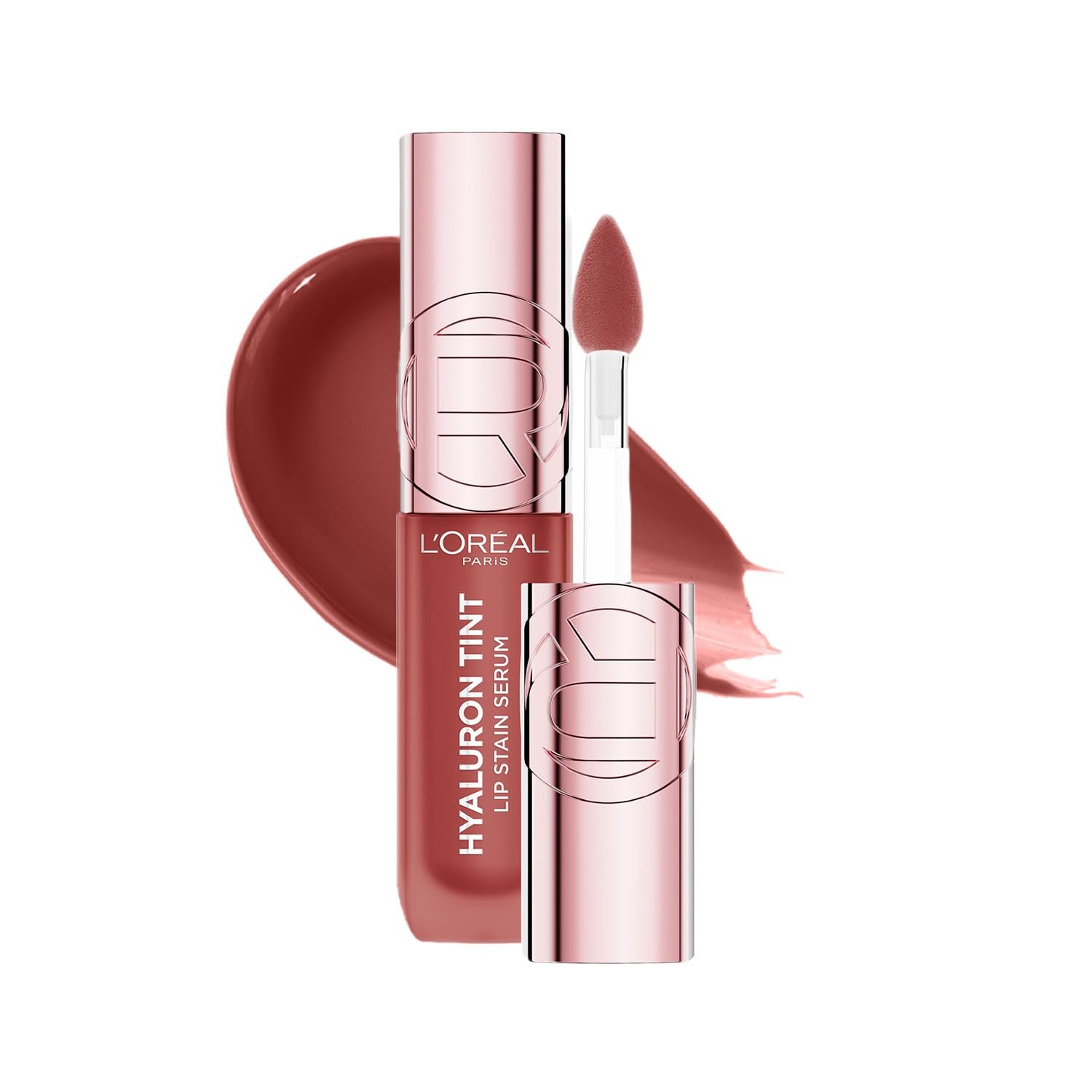 L'Oreal Paris Hyaluron Tint Lip Stain Serum, 640 Le Rose Paris +80% Hydration, Infused with Hyaluronic Acid, High-Shine Tint, Plumper & Fuller Lips, Non-Sticky
