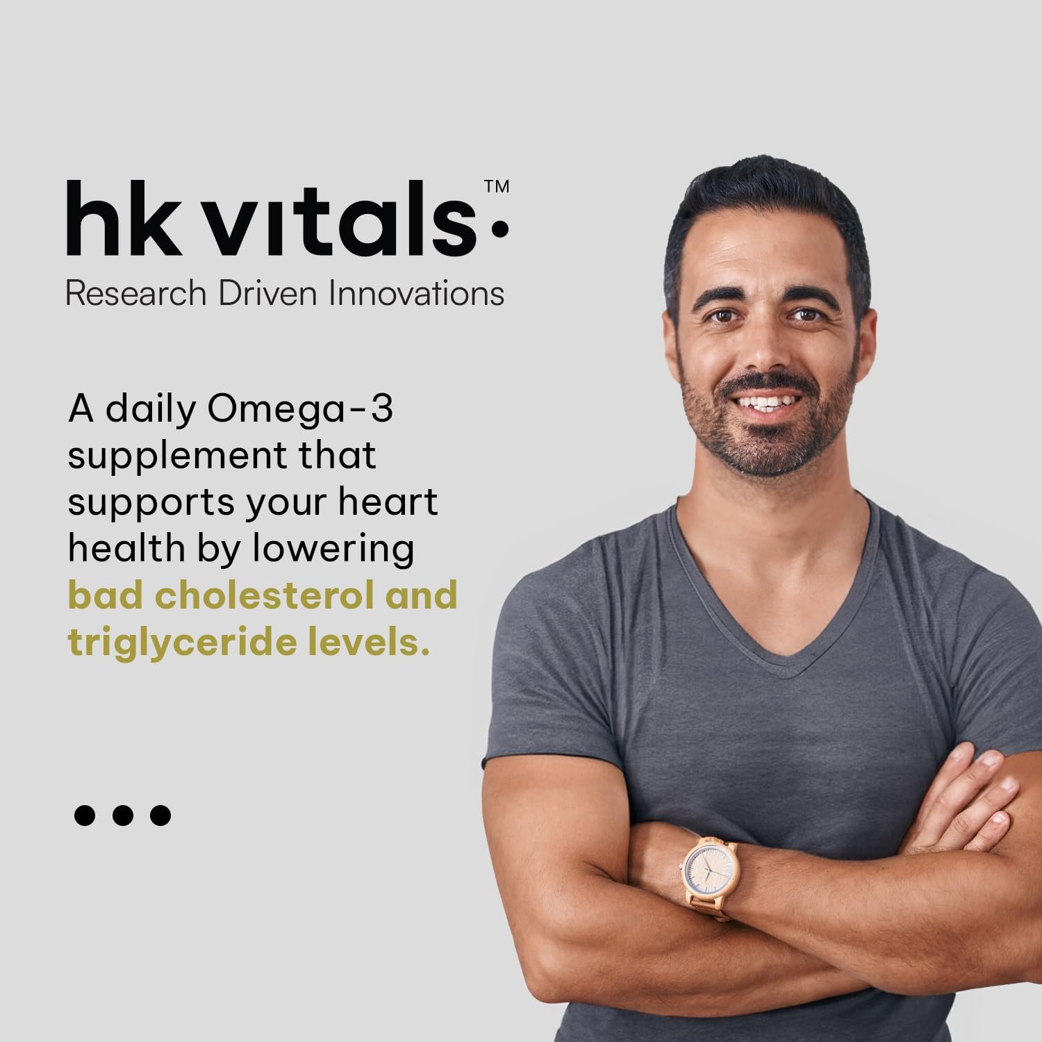 hk vitals Omega 3, 60 Fish Oil Capsules 1000mg with 180mg EPA & 120mg DHA | Supports Brain, Heart, Eye & Joint Health thumbnail