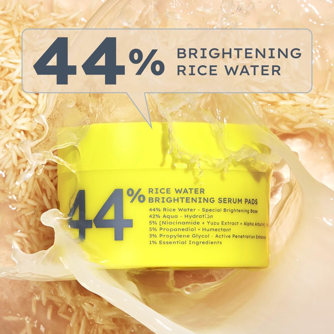Hyphen 44% Rice Water Brightening Face Serum Pads | 5% Niacinamide & Alpha Arbutin to Reduces Dark Spots & Pigmentation | Toner Pads with Serum for Glowing Glass Skin | All Skin Types - 50N thumbnail