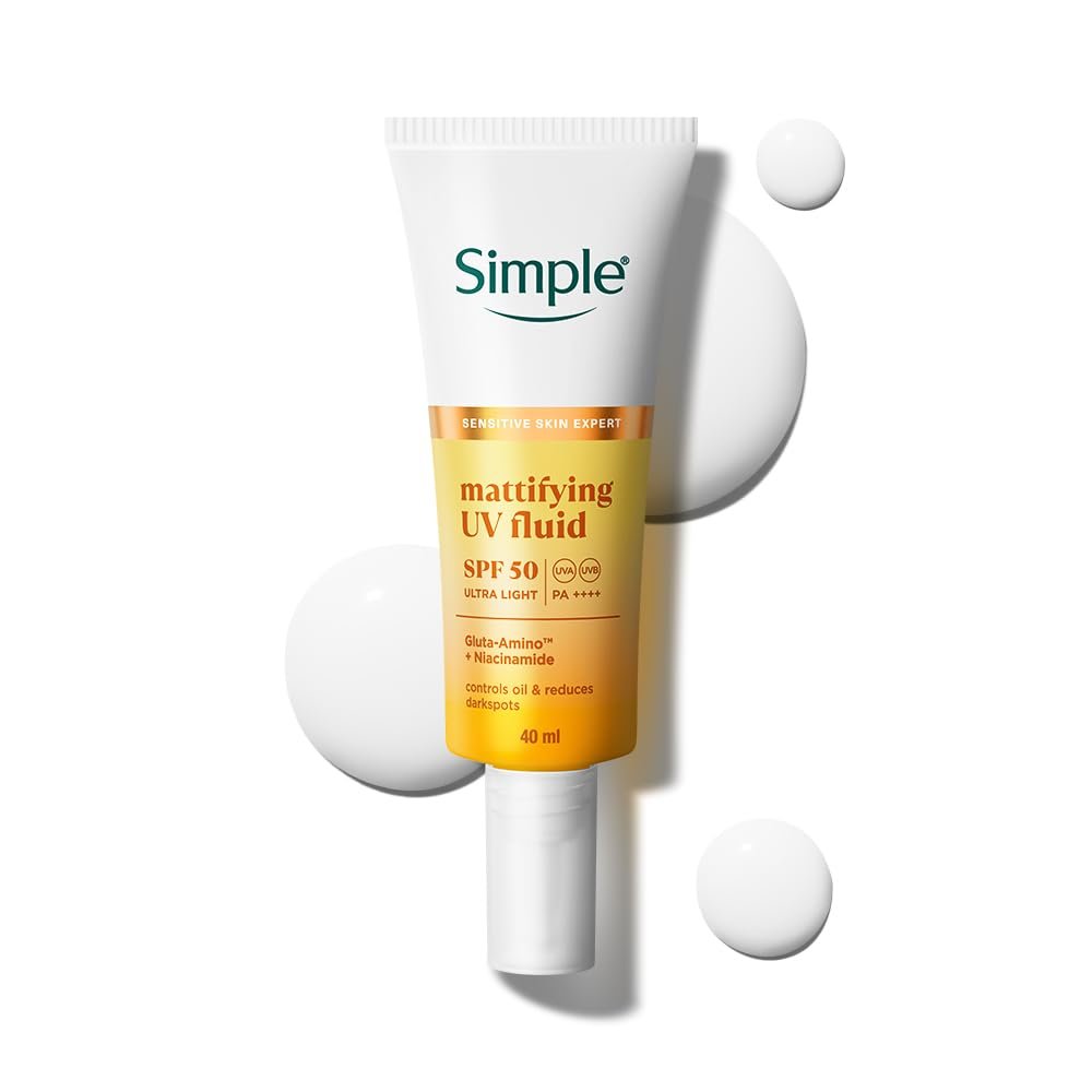 Simple Mattifying UV Fluid |SPF 50 PA++++ | With Niacinamide & GlutaAmino Technology| Sunscreen for Oily Skin & Dark Spots |40ml thumbnail
