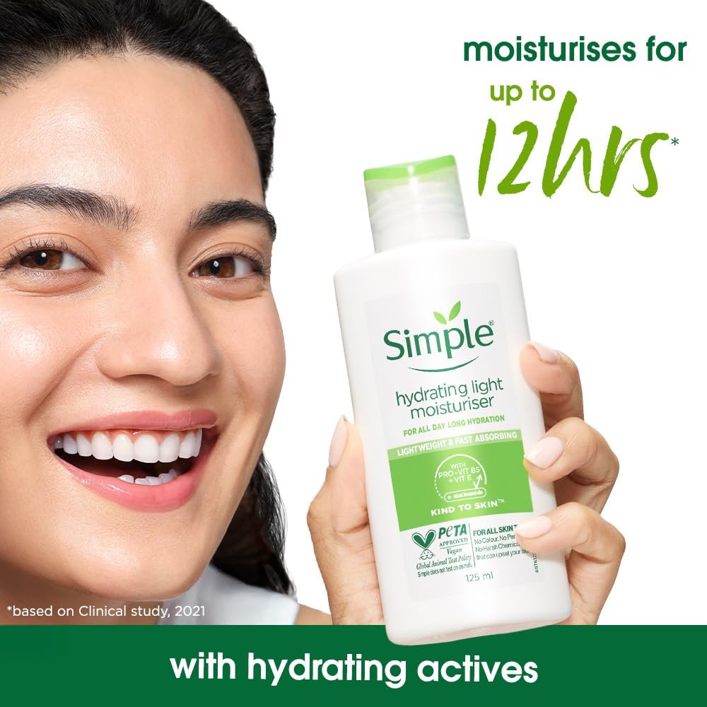 Simple Hydrating Light Moisturiser, 125ml | 12HR Hydration | With Niacinamide, Pro-Vitamin B5, Strengthens Skin Barrier| Lightweight, Non-Greasy Moisturizer | For Soft, Smooth Skin thumbnail