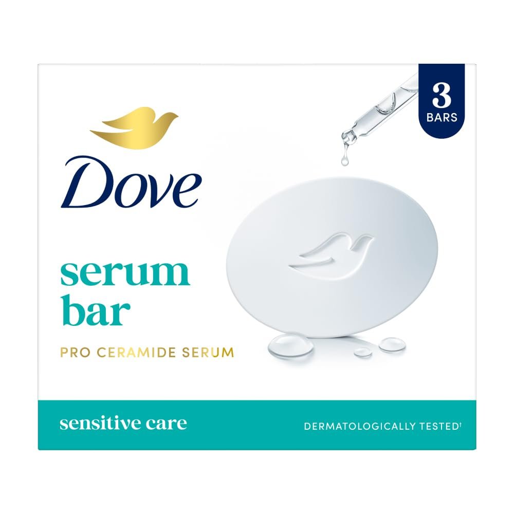 Dove Serum Bar with Pro-Ceramide Serum | Sensitive Care Beauty Bar for Gentle Cleansing & Nourishment | 125g x 3 (375g)